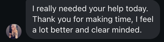 Client feedback screenshot